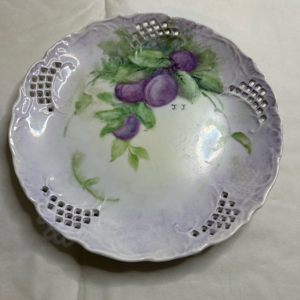 Hand-Painted Purple Fruit Decorative Plate